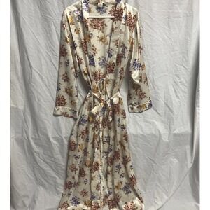 Christian Dior Vintage Cream Floral Floor Length Long Robe Size Small Hong Kong